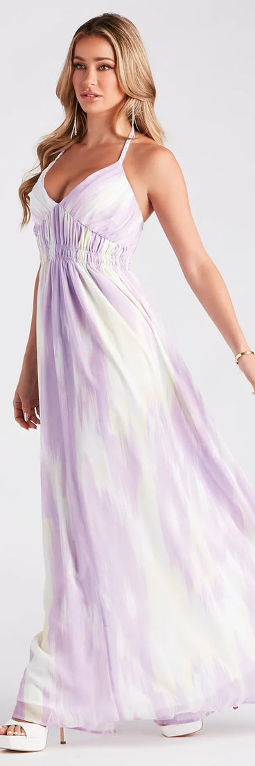 Living In Color Chiffon Halter Maxi Dress