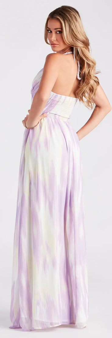 Living In Color Chiffon Halter Maxi Dress