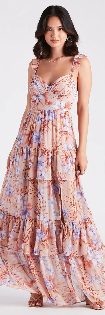 Enchanting Entrance Chiffon Floral Maxi Dress