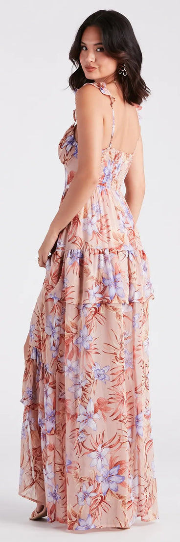 Enchanting Entrance Chiffon Floral Maxi Dress