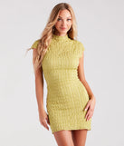 Fashion Zilla Mock Neck Texture Mini Dress