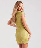 Fashion Zilla Mock Neck Texture Mini Dress