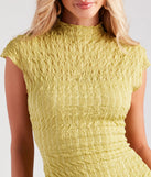 Fashion Zilla Mock Neck Texture Mini Dress