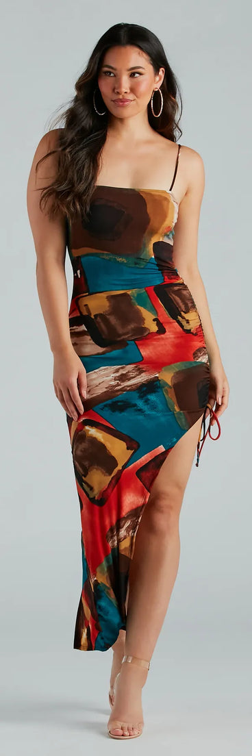 Colorful Sensation Abstract Print Maxi Dress