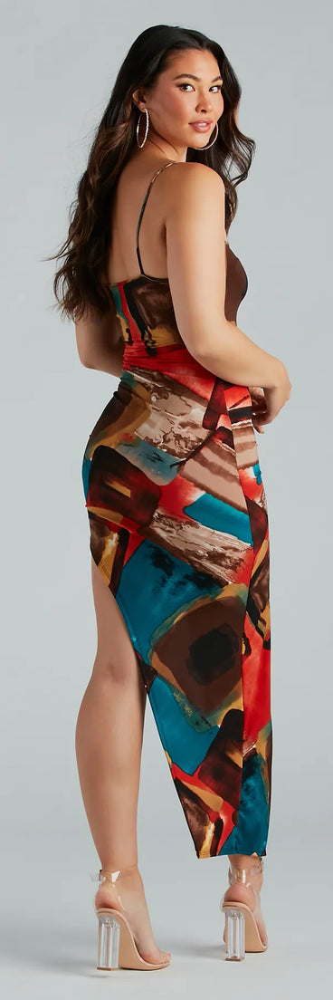 Colorful Sensation Abstract Print Maxi Dress