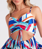 Playful Prints Satin Pleated Skater Dress