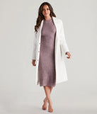 Make a bold statement in the Cozy Love Mock Neck Midi Dress in taupe, the perfect spring dress for weddings, cocktail hours, nights out, and/or seasonal celebrations.