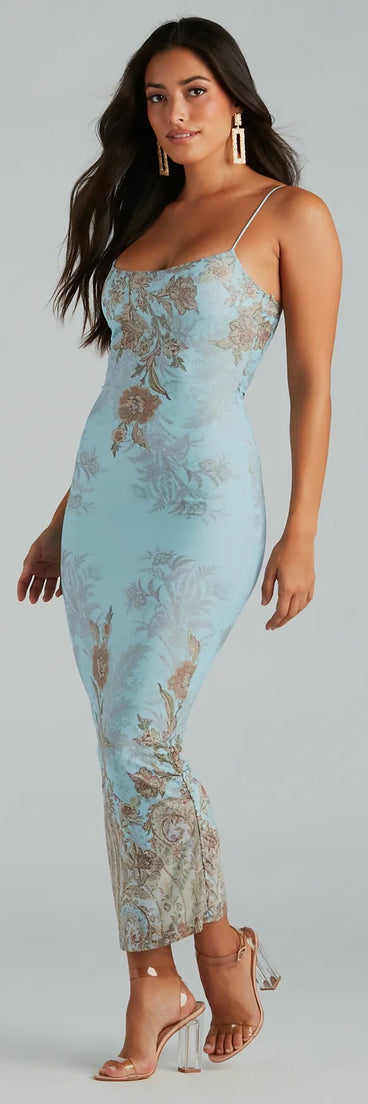 Saint Tropez Chic Floral Mesh Maxi Dress