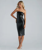 Bae Tonight Faux Leather Strapless Midi Dress