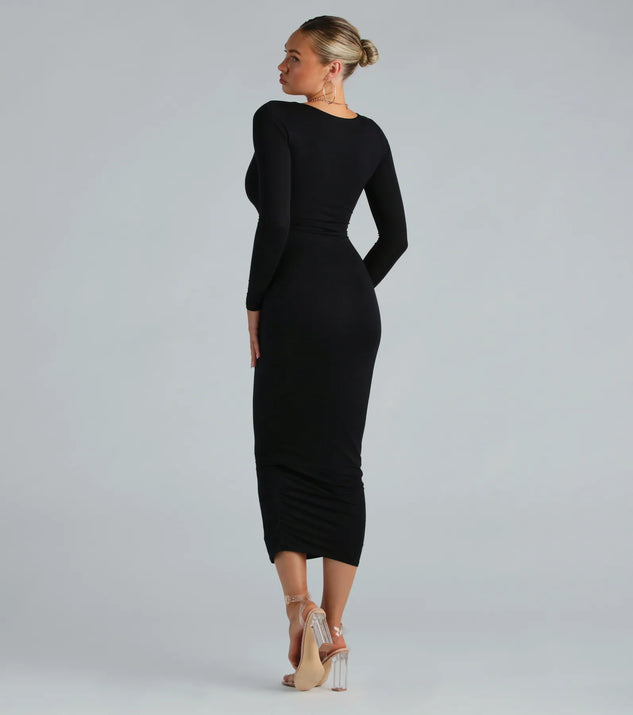 Smooth Silhouette Long Sleeve Bodycon Maxi Dress | Windsor