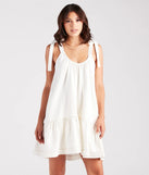 Coastal Vacay Tie-Shoulder Ruffled Short Dress