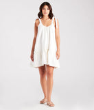 Coastal Vacay Tie-Shoulder Ruffled Short Dress