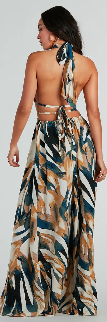 Dreamy Destination Cutout Tropical Print Maxi Dress