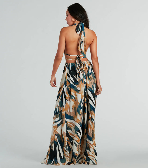 パーティードレス Black Typography-Print Maxi Dress 207593047-1-blackfloral?$