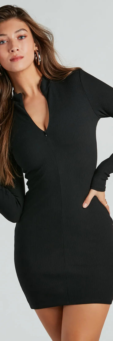 Fashion Lovers Of Basic Mock Neck Mini Dress