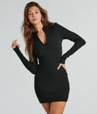 Fashion Lovers Of Basic Mock Neck Mini Dress