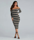 Draw The Line Striped Sweater Midi Dress