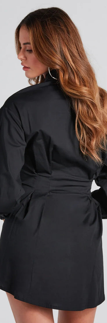 Find Your Style Button Down Pleated Mini Dress