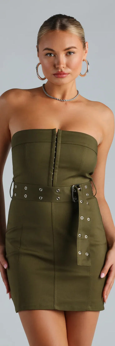 Can I Have Your Attention Belted Mini Dress