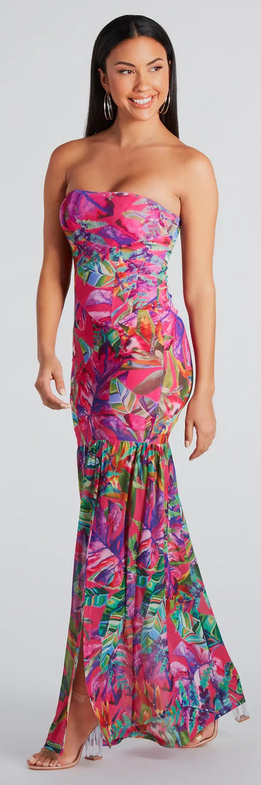 Stunning Destination Tropical Ruffle Maxi Dress
