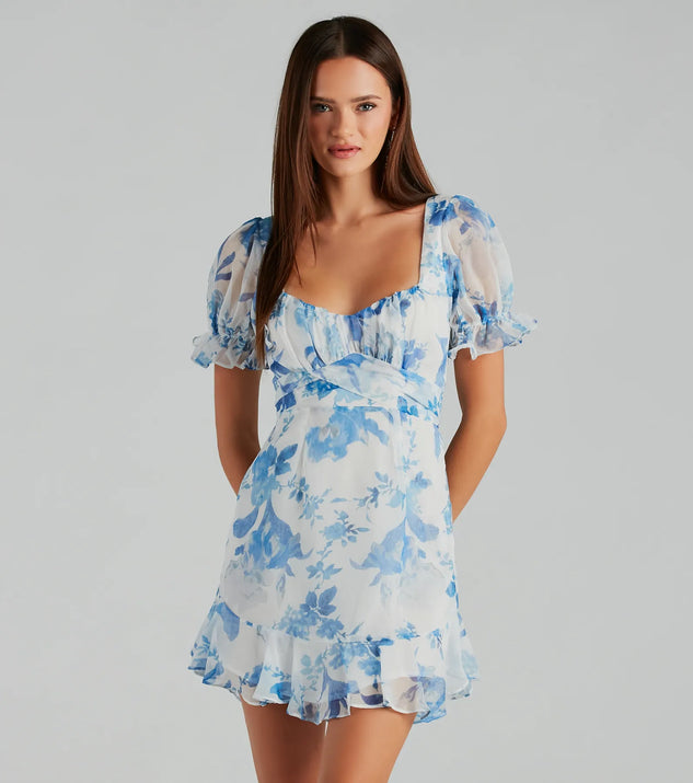 Sweet Choice Floral Chiffon A-Line Mini Dress | Windsor