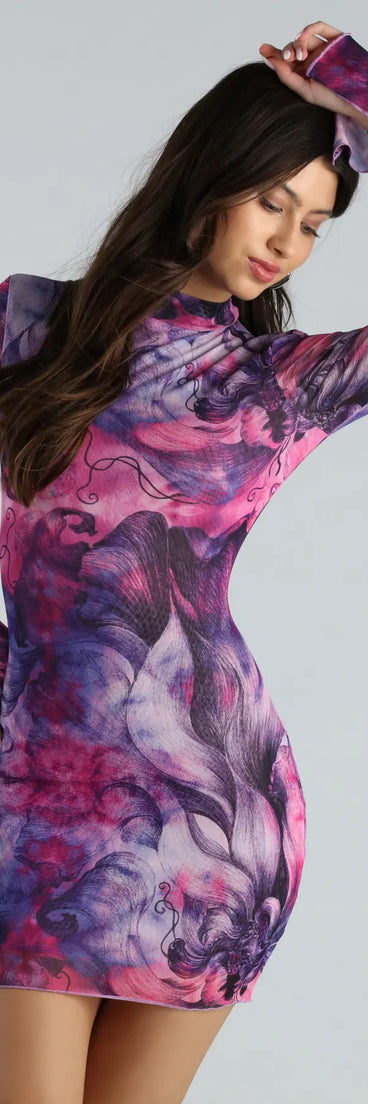 The Artsy Play Abstract Mock Neck Mini Dress is a mini dress that will make a statement with its short hemline and on-trend details to have you ready for any event!