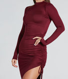 In The Lineup Mock Neck High Slit Midi Dress