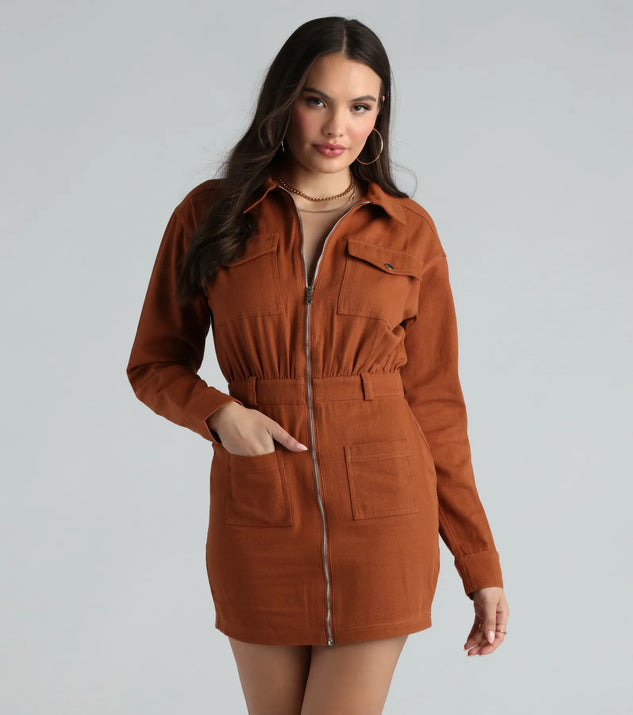 It's A Must Collared Denim Mini Dress