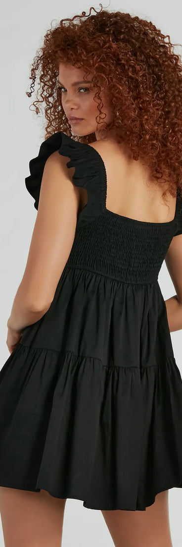 The City Of Love V-Neck Ruffle Babydoll Dress is a casual dress for more than special occasions with a fitted or flowy silhouette and accents in the most recent trends!