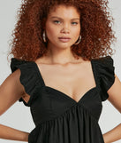 Step into winter chic with the City Of Love V-Neck Ruffle Babydoll Dress, a multi-color mini dress featuring an above-the-knee cut ideal for cocktail parties, festive gatherings, or clubwear.