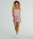 Flirty Day Ruffled Ditsy Floral Skater Dress