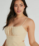 Simply Sunny Scoop Neck Skater Eyelet Mini Dress