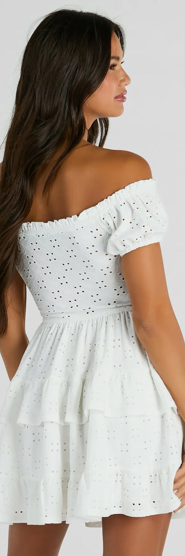 The Catch A Cutie Short Sleeve Cutout Eyelet Skater Dress is a casual dress for more than special occasions with a fitted or flowy silhouette and accents in the most recent trends!