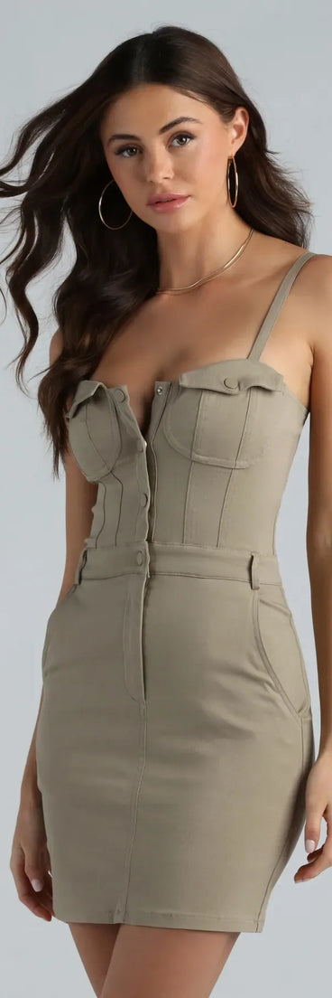 Cadet Cutie Cargo Pocket Mini Dress