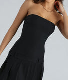 Preppy Posh Strapless A-Line Pleated Mini Dress