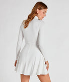 Winter Chic Mock Neck Long Sleeve Skater Dress