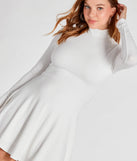 Winter Chic Mock Neck Long Sleeve Skater Dress