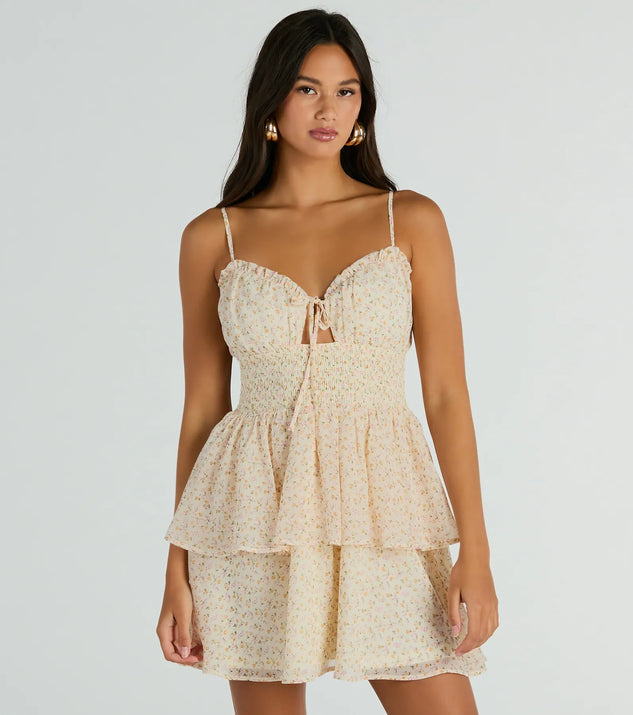 The Daytime Cheer Fit And Flare Ruffle Floral Dress is a mini dress that will make a statement with its short hemline and on-trend details to have you ready for any event!