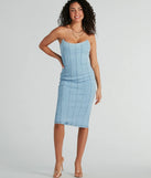 Crush-Worthy Strapless Denim Bodycon Midi Dress