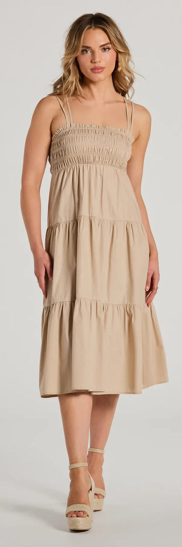 The midi dress length on the Darling Appeal Sleeveless Ruffled Midi Dress provides an elevated silhouette perfect for any party, occasion, or everyday styling.