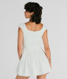 The Trendsetting Effect Ruffled Denim Skater Dress is a white dress, an essential holiday or NYE dress that pairs chic style with versatility making it perfect for cocktail events, New Year's Eve parties, or as a winter wedding guest look.