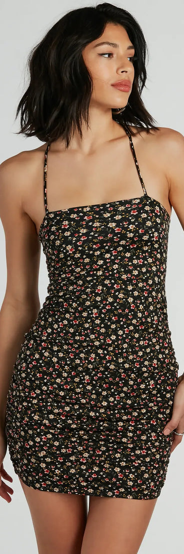 Floral Mindset Lace Up Mini Dress