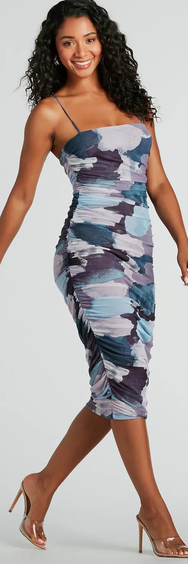 Stunning Vision Abstract Mesh Midi Dress