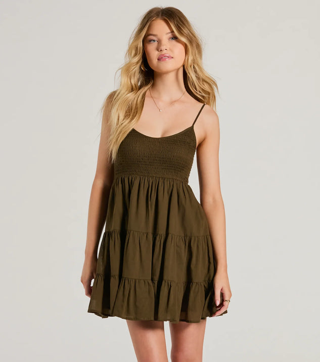 Sunny Days Off Scoop Neck Smocked Skater Dress