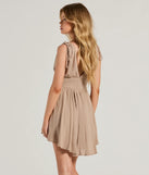 The Crush On You Sleeveless V-Neck Skater Dress in natural brings sleek style to any graduation outfit, from cap and gown to after-party.