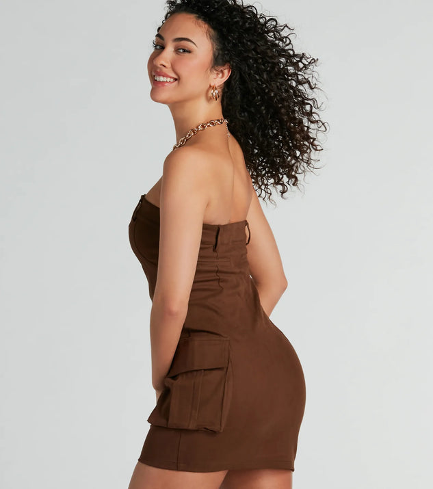Sensational City Girl Strapless Cargo Mini Dress | Windsor