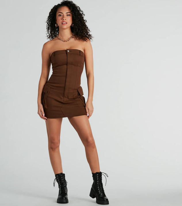 Sensational City Girl Strapless Cargo Mini Dress | Windsor