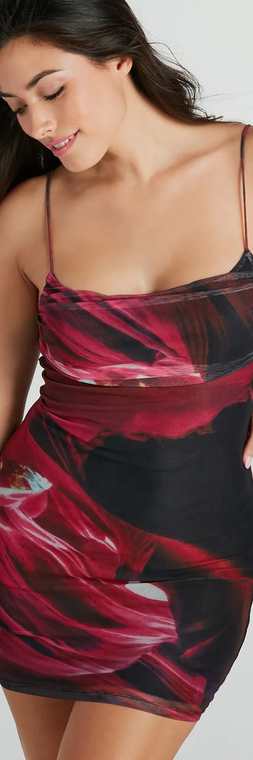 Step into winter chic with the So Fab Marble Print Mesh Mini Dress, a wine mini dress featuring an above-the-knee cut ideal for cocktail parties, festive gatherings, or clubwear.