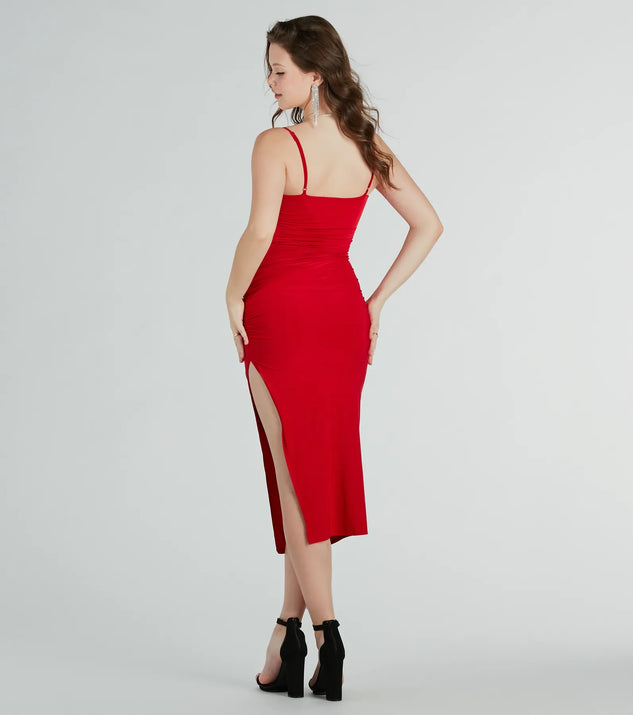 Truly Chic High Slit Bodycon Midi Dress | Windsor