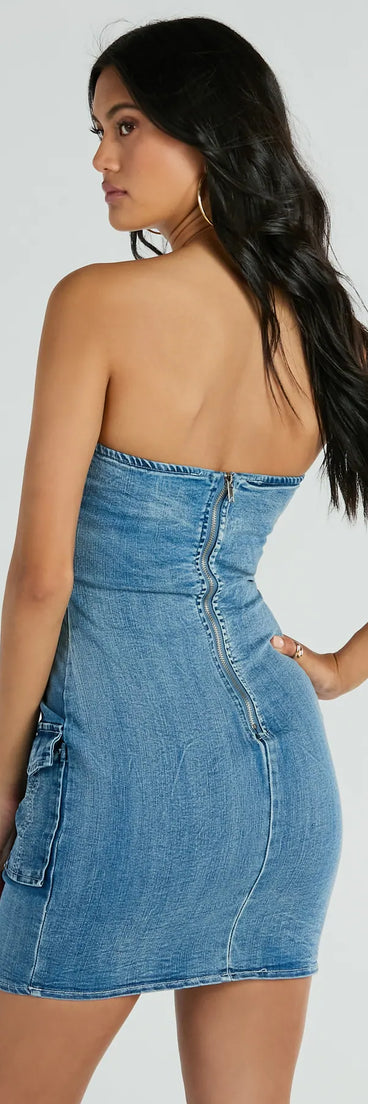 The Trendy Girl Next Door Strapless Denim Mini Dress is a casual dress for more than special occasions with a fitted or flowy silhouette and accents in the most recent trends!
